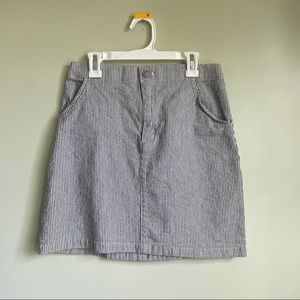 navy and white striped skirt